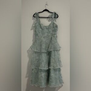 Lulu's Mint Green Floral Dress